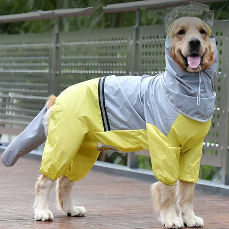 Dog Raincoat Hooded Dogs Rain Coat Dog Costumes for Large Dogs Tail All Cover Waterproof Raincoat Golden Retriever AccessoriesXJ250121