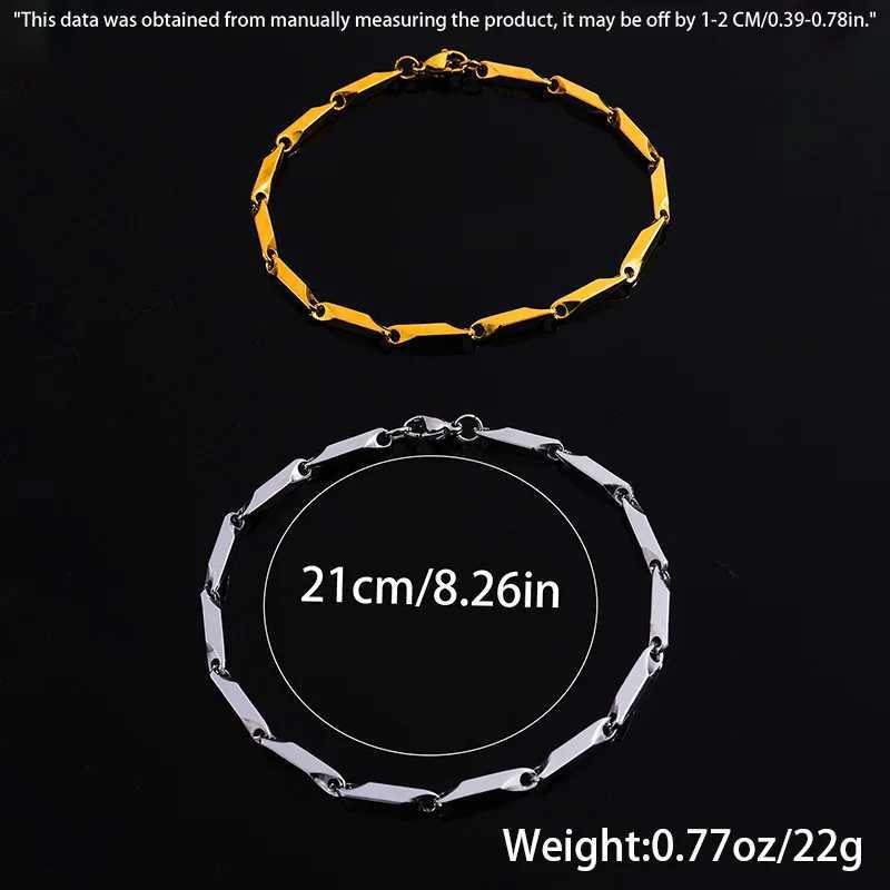 Mens Geetric Rhbus Chain BraceletCasual Stainless Steel Metal Links Wristband Length Adjustable X250129