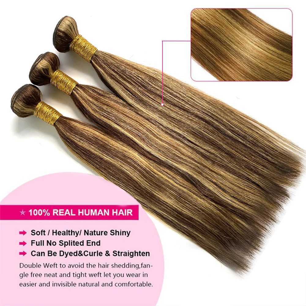 P4/27 Highlight Bundles With Clo Frontal 13x4 Straight Brazilian Human Hair Bundle With Frontal Ombre Blonde Hair ExtensionsXJ250120