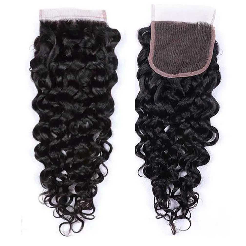 Water Wave Bundles With Clo Brazilian Remy Human Hair Bundles With 4x4 Lace Frontal Clo Curly Wave Human Hair ExtensionsXJ250120