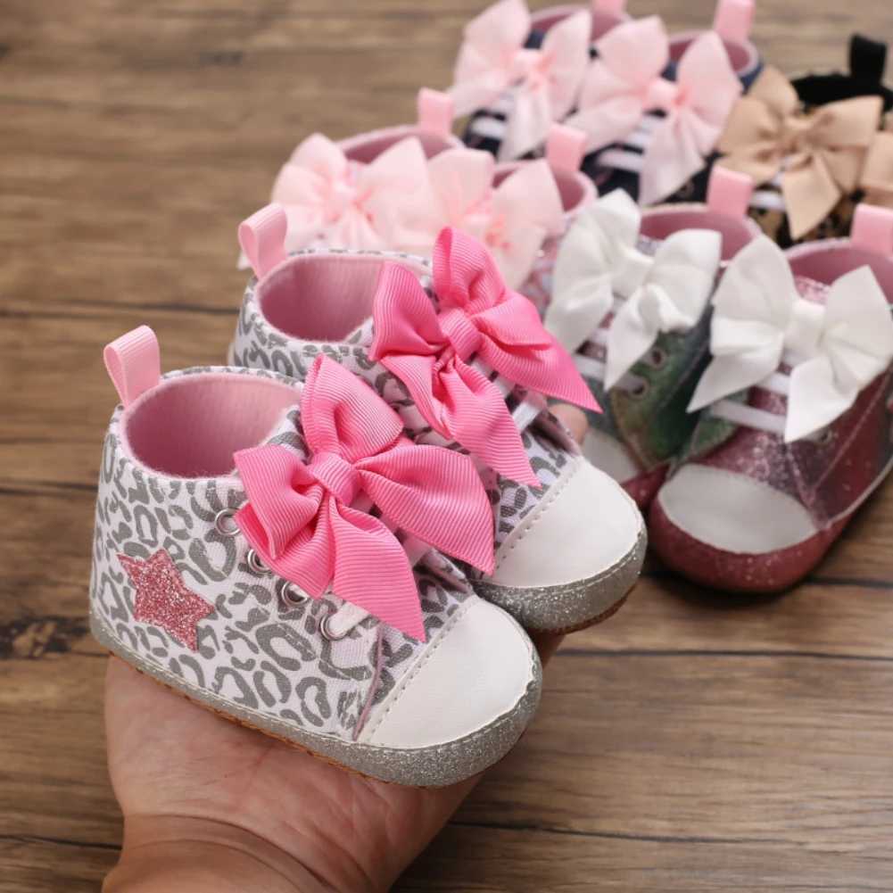 0-18M Pink Baby Shoes Lovely Bow Princess Fashion Sneakers Infant Toddler Soft sole No Slip First Walkers baby Christening Shoes X250129