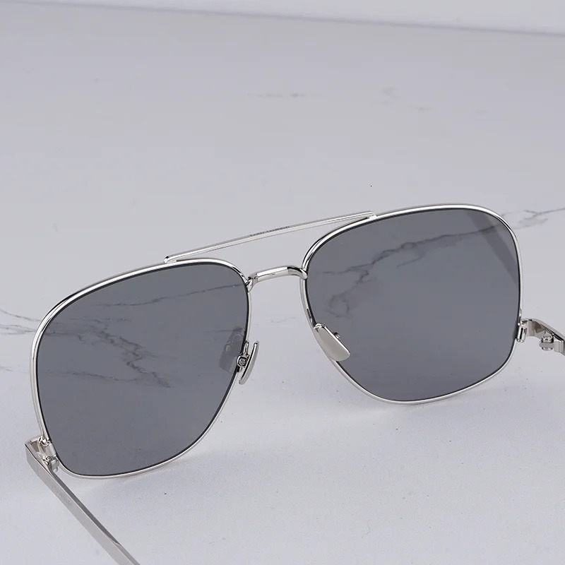Arrive Womens High Street Sliver Pilot Sunglasses INS Fashion Double Bridge Sunnies Female Classic Alloy Solar Glasses 250117