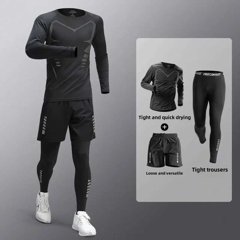 Mens fitness running set fast drying professional morning marathon training outdoor activities mens sportswear set X250129