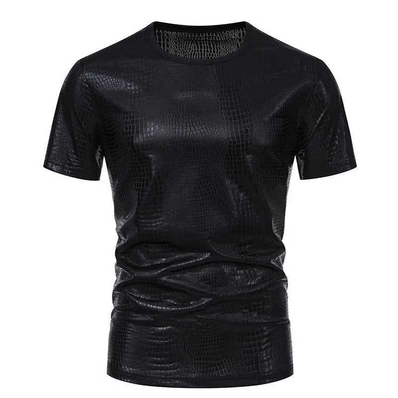 #4102 Gold Silver Black Short SLeeve T Shirt Mesh Streetwear Hip Hop T Shirt O-neck Loose Shinny Surface Thin Tee ShirtXJ250117