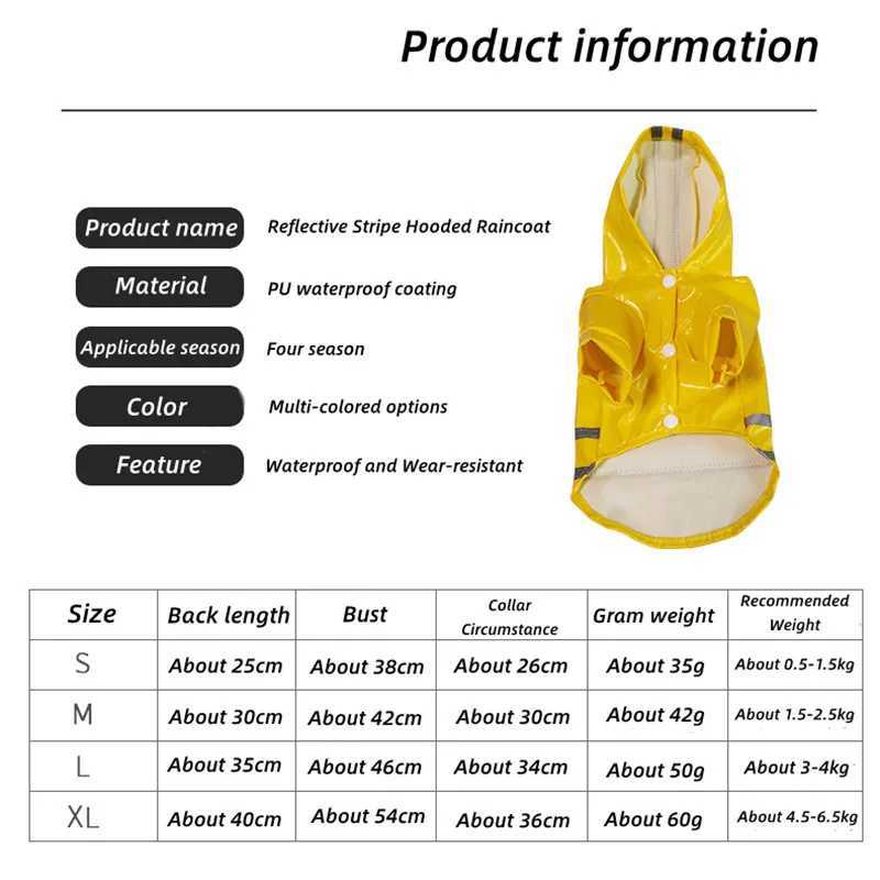 Pet Small Dog Raincoat PU Reflective Waterproof Clothes Hooded Jumpsuit Rainwear for Small Medium Dogs Teddy ChihuahuaXJ250121