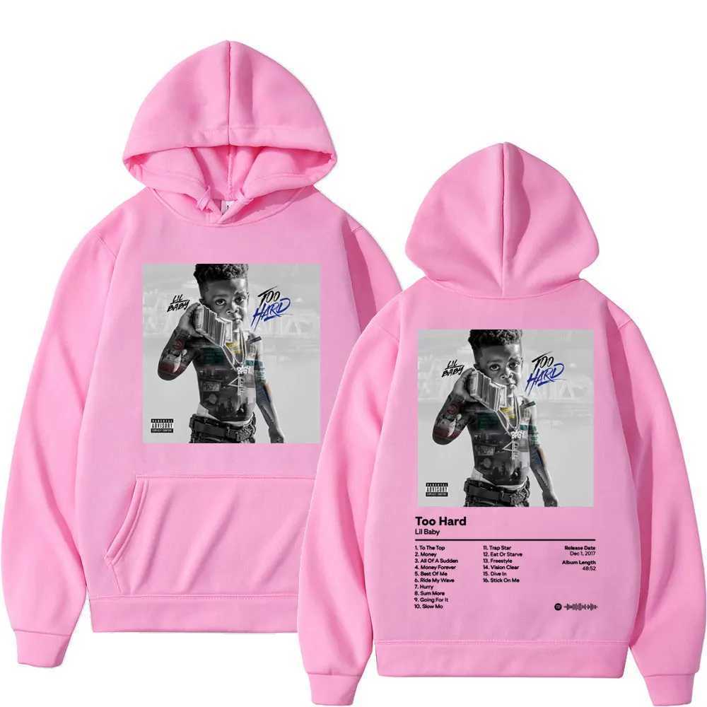Rapper Lil Baby Music Album Too Hard Print Hoodie Autumn Winter Hip Hop Vintage Sweatshirts Unisex Fashion Trend Loose Pullovers X250129