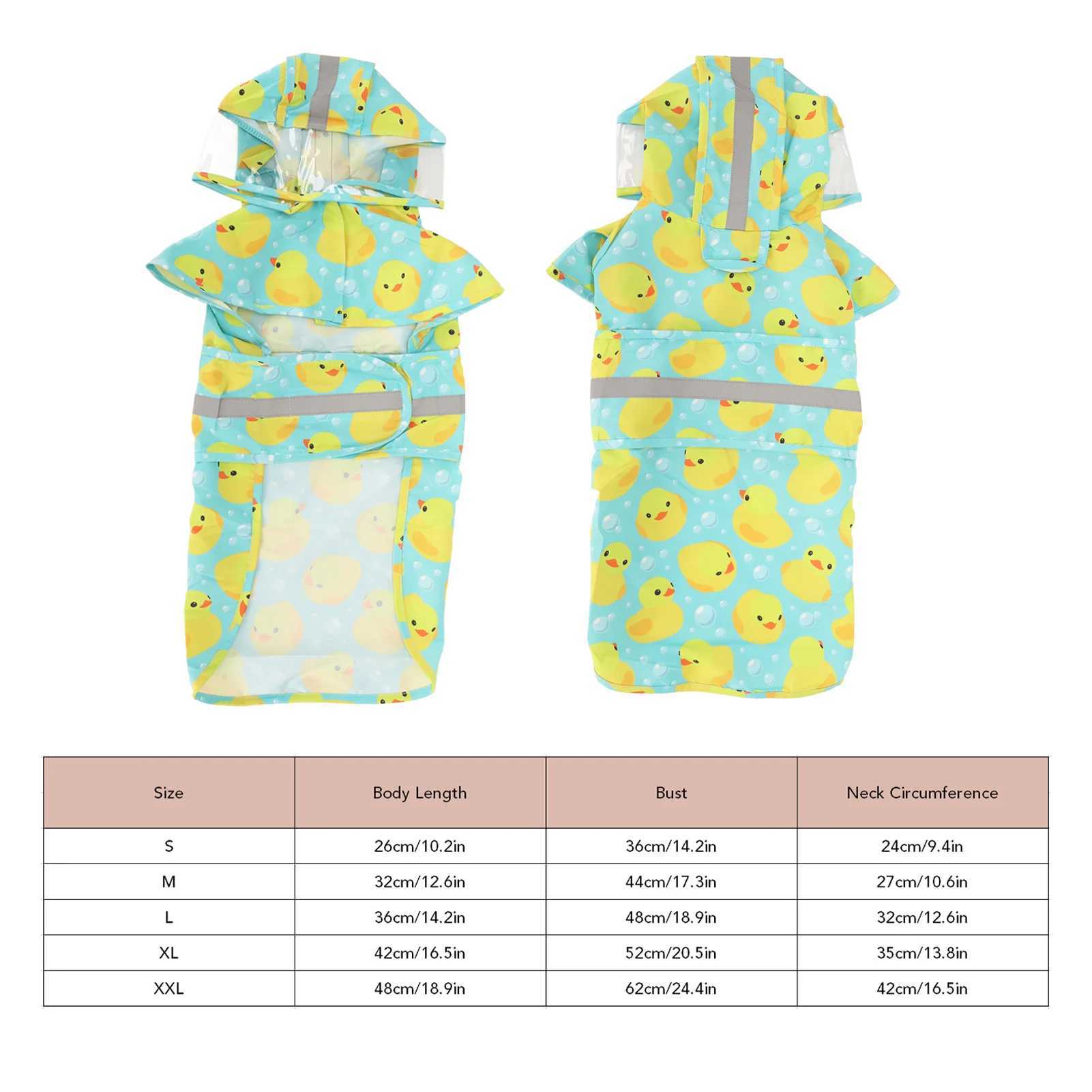 Pet Rain Jacket Duckling Pattern Waterproof Reflective Adjustable 4 Legs Hooded Dog Raincoat For Small And Medium DogsXJ250121