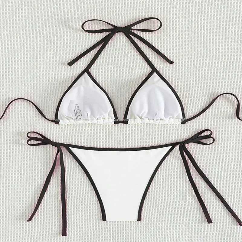 Contrasting Colors String Micro Thong Bikinis Sets Sexy Swimsuit Women 2025 Halter Mini Swimwear Biquinis Beachwear Bikini jerXJ250120