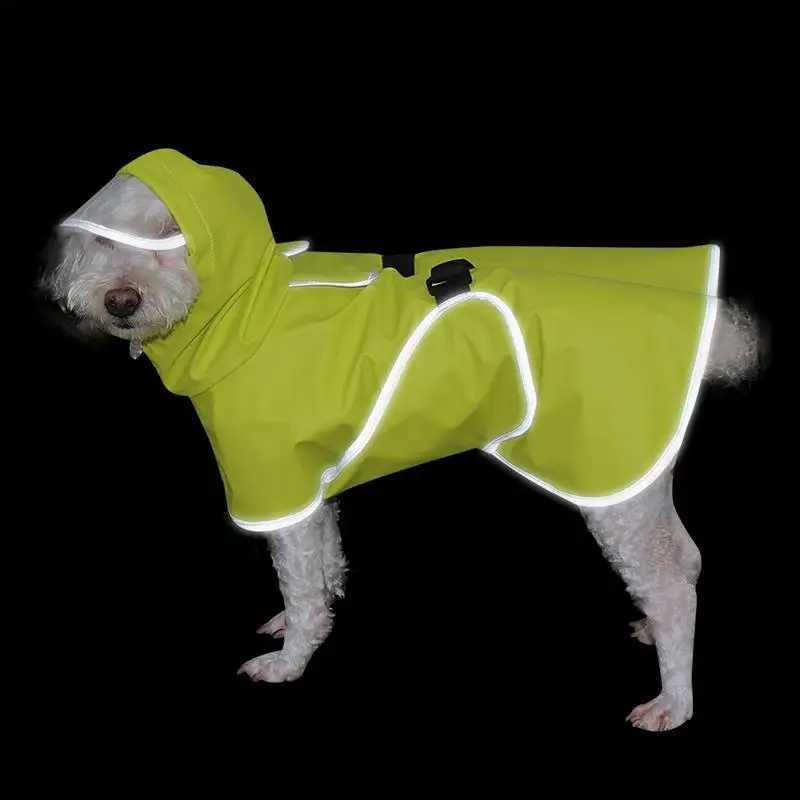 Dog Poncho Reflective Pet Clothes Rope Hole Strip Lightweight Rain Jacket Poncho Hoodies Adjustable Waterproof Dog Rain JacketXJ250121