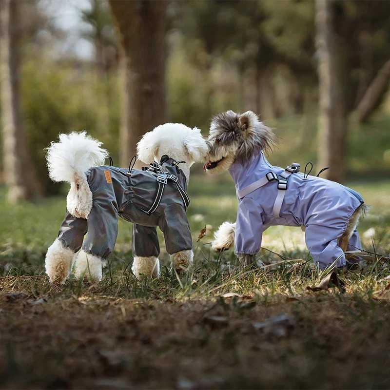 Waterproof Pet Jumpsuit for Small Large Dogs Raincoat with Harness Reflective Puppy Jacket French Bulldog Chihuahua Pug ClothesXJ250121