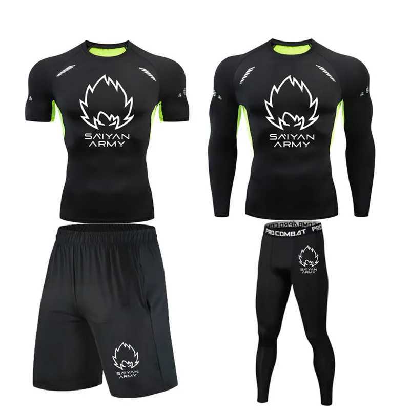 Brand mens running suit compression T-shirt tight pants sportswear gym jogging fitness sportswear training Rashguard T-shirt mens MMA X250129