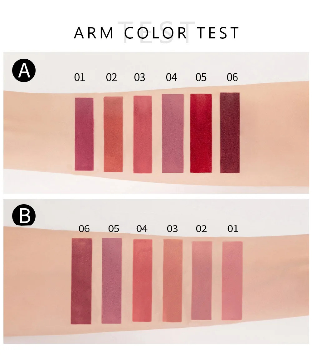 HANDAIYAN 6 Pcs/set Red Liquid Lipstick Velvet Matte Lip Gloss Nude Makeup Women Long Lasting Waterproof Beauty Cosmetics Tool 250108