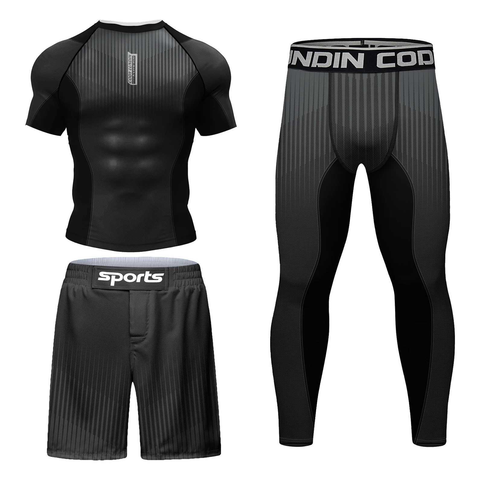 4 pieces Men Rash Guard Set High Quality Compression BJJ Uniform MMA Clothes for Men Sports Kit Fitness Wear Sportswear X250129