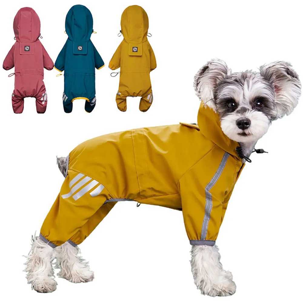 Waterproof Pet Clothes PU Dog Raincoat with Hood for Small Dogs Waterproof Reflective Cat Coat Chihuahua Jacket Poodle OverallsXJ250121