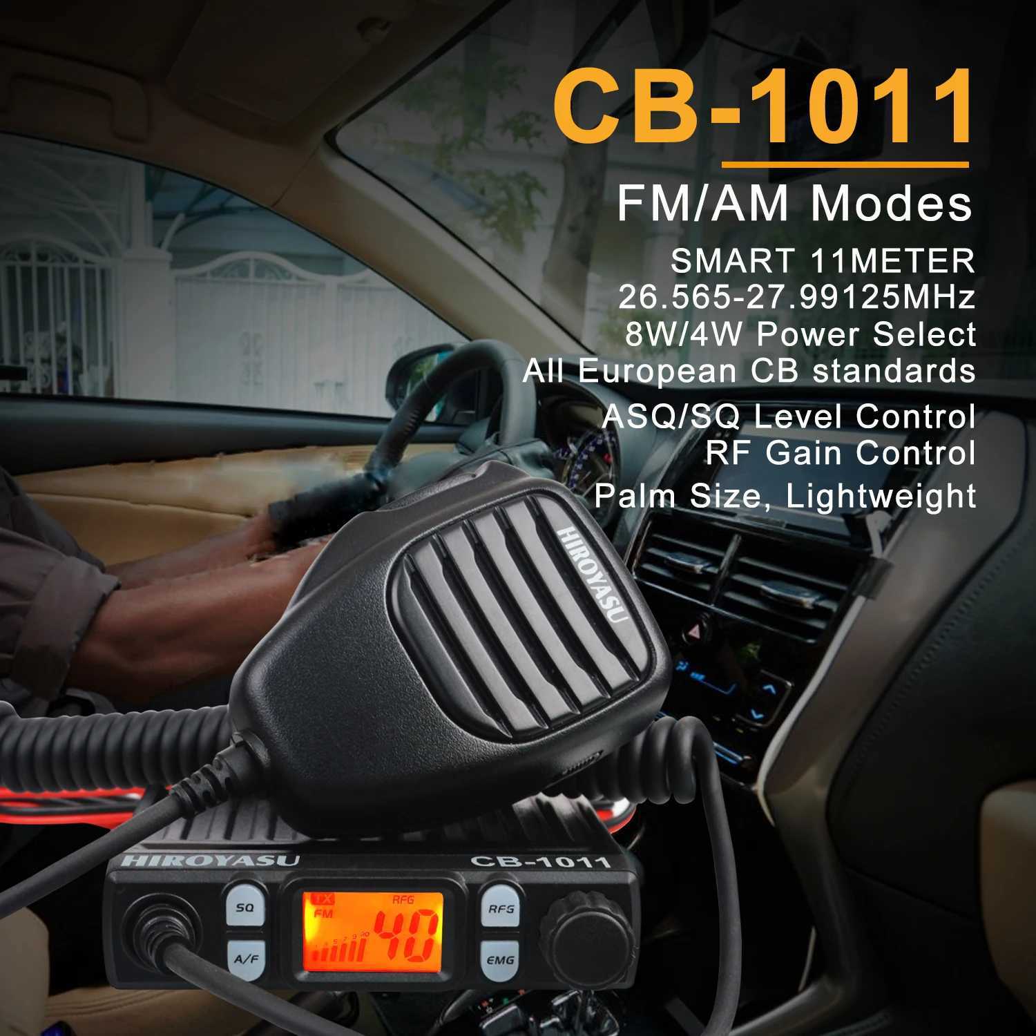 Hiroyasu Walkie Talkie CB-1011 26.565-27.99125MHz 11Meter Mini 27MHz FM/AM 8W 40Ch CB Radio For EU PL DE CE UK IN US IT X250129