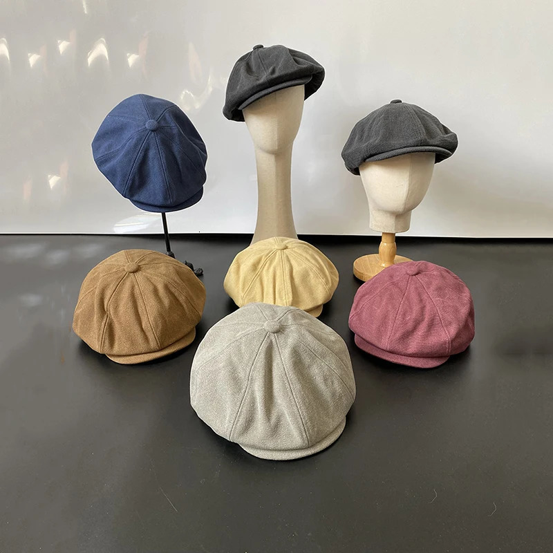 Men Vintage Cotton Bakerboy Caps sboy Hat Spring and Autumn Women Lightweight Breathable Flat Beret Hats Blue Grey BJM53 250118