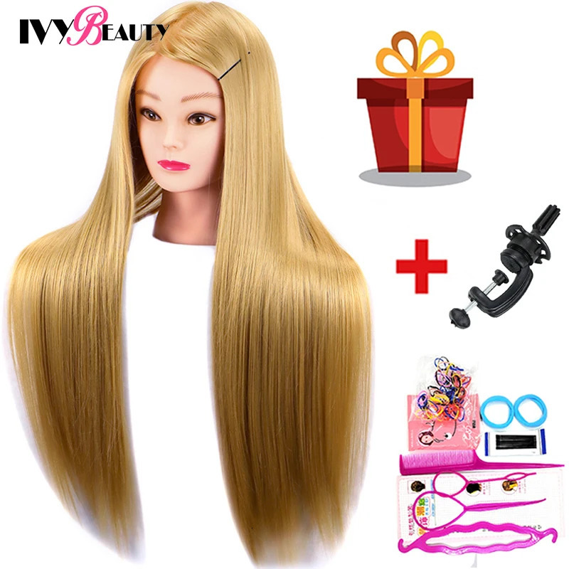 Female Styling Training Mannequin Head With Synthetic Hair For Braiding Hairstyle Practice Hairdresser Dummy Dolls Head Stan 250114