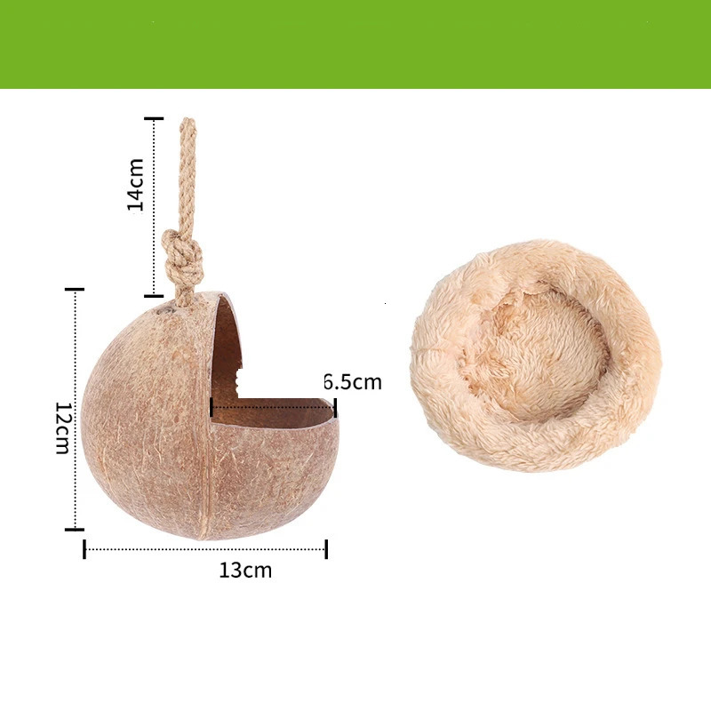 Bird Coconut Shell Nest with warm pad Nesting Hamster Habitat Guinea Pig Bedding Climbing Ladder Slide Parrot The Slide Wood 250121