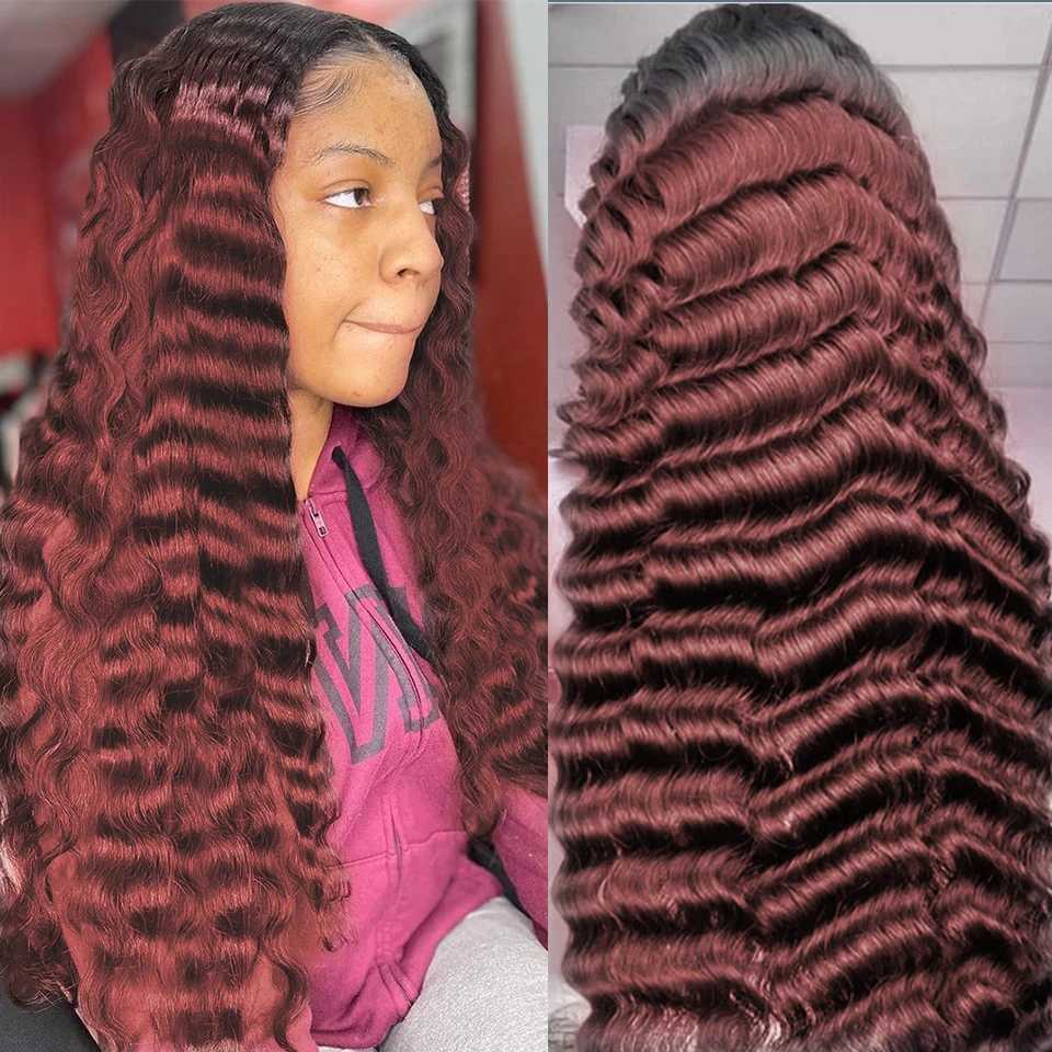 Ombre Bundles With Clo 4x4 6x6 T1b/99j Colored Loose Deep Wave Bundles With Clo Frontal Human Hair Bundles With FrontalXJ250120