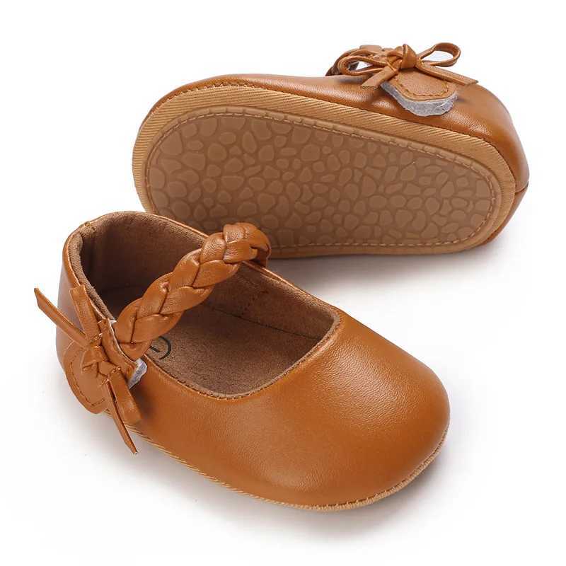 2024 Cute Baby Shoes Simple Bow Princess Shoes Baby Non slip Flat Bottom Baby Shoes Fashion Soft Bottom Pu Leather Baby Shoes X250129