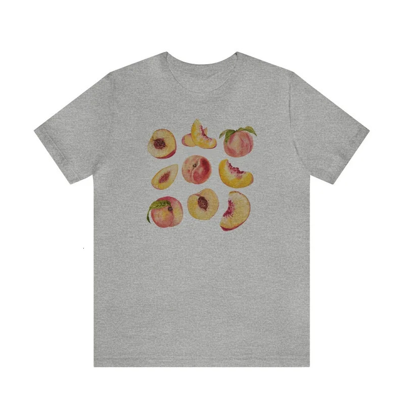 Vintage Peaches Printed Graphic Tees Women Cute Cottagecore Aesthetic T-Shirts Short Sleeve Female Retro Grunge Tops Clothes 250110