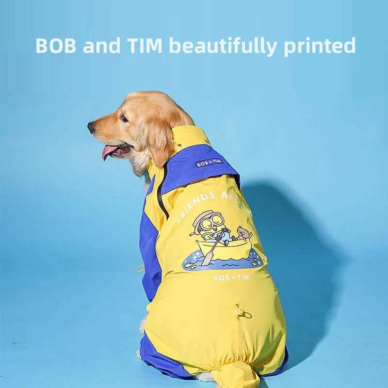 Dog Raincoat Printed Waterproof Raincoat Medium and Large Dogs All Inclusive Pet Clothes Big Dogs Four Legged Coat Pet RaincoatXJ250121