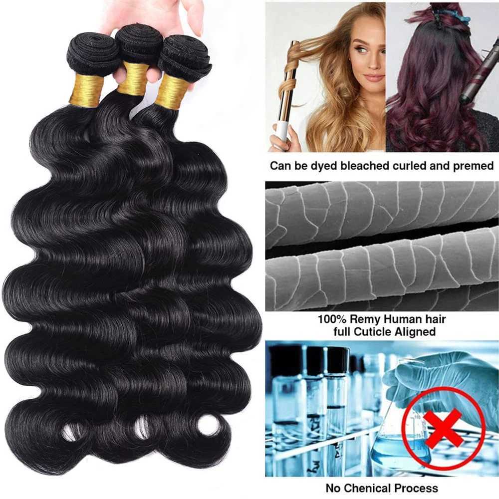 Loose Body Wave 30 Inch Brazilian Human Hair Weave Bundles With 13x4 Lace Frontal Human Hair Bundles Raw Hair Extensions TissageXJ250120