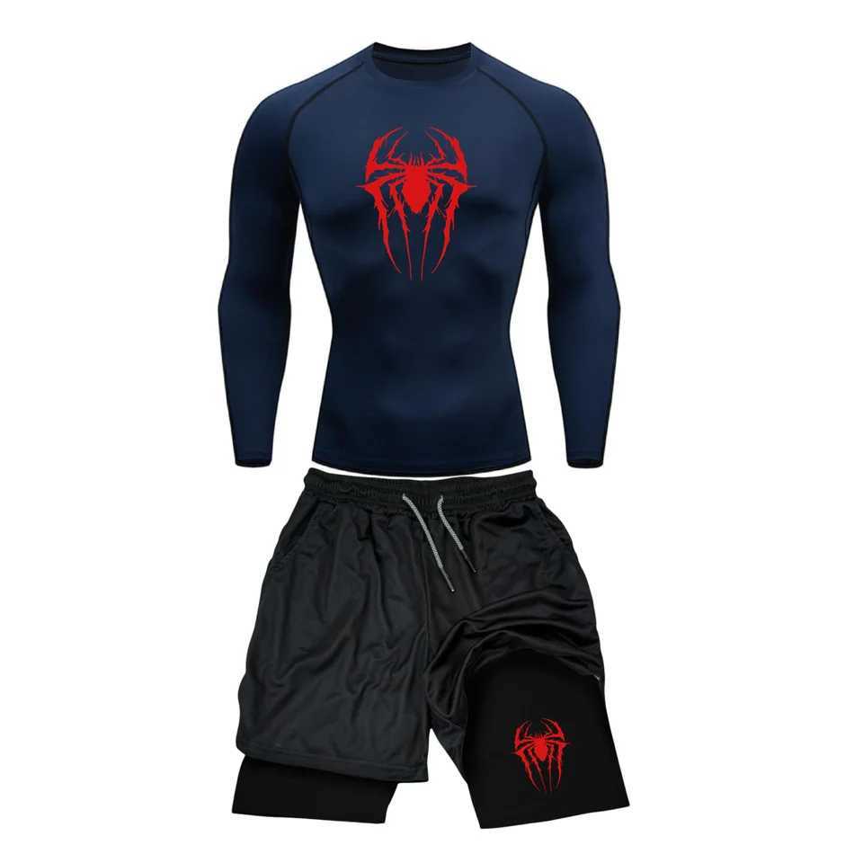 Compression Set Mens T-shirt+Pants Fitness Boxing Muay Thai Shorts Clothing Mens Rashguard Jujutsu Fitness Set Shirt Bjj Boxeo X250129