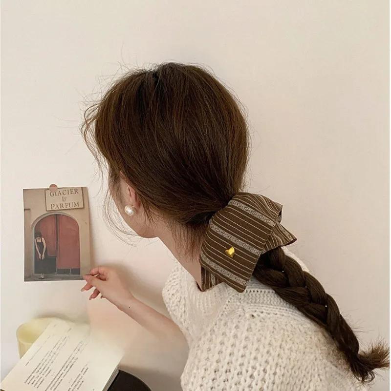Korea Square Striped Cloth Scrunchies Women Girl Elastic Hair Rubber Band Accessories Tie Ring Rope Headdress Headwear 250117