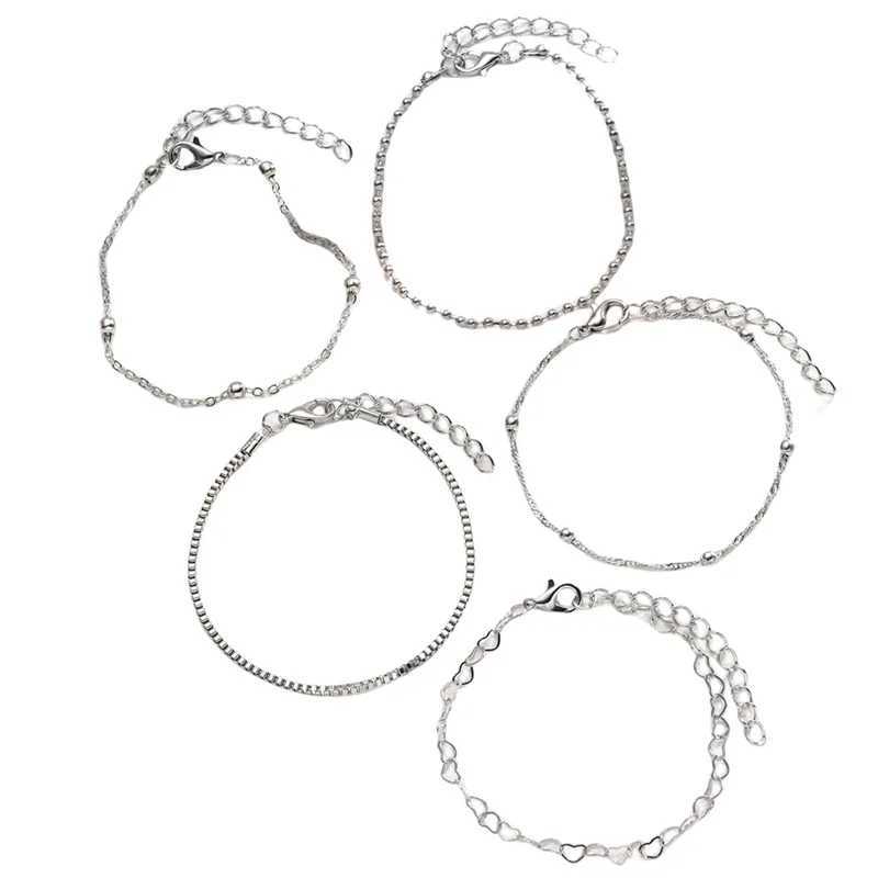 5Pcs/Set New Silver Color Mtilayer Interlocking s Bracelet Retro Bangle For You Fine Fashion Jewelry Wedding Party Gift X250129