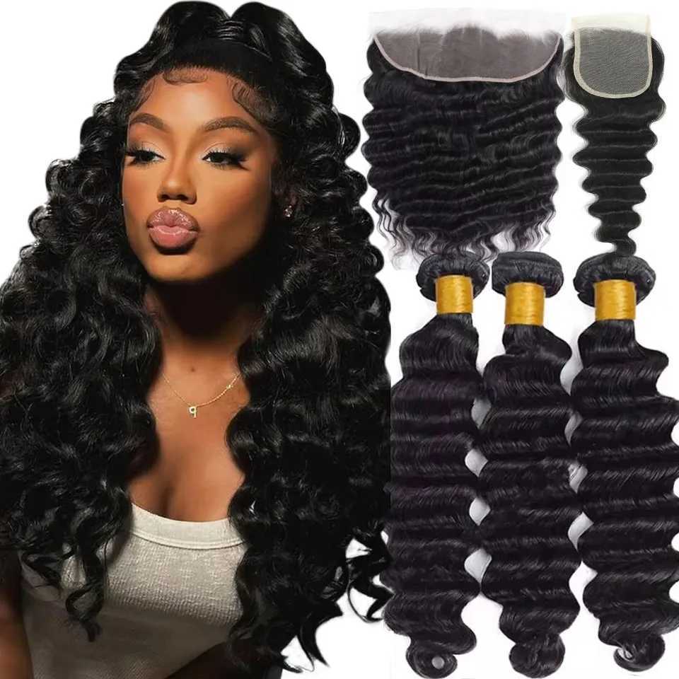 Wholesale Loose Deep Wave Human Hair Bundles With Clo 4x4 13x4 Frontal Clo and Bundles 100% Virgin Human Hair 8-30XJ250120