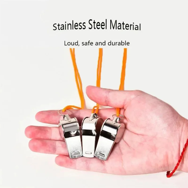 1PC Referee Whistles Metal Stainless Steel Sports Equipment With Lanyards Tools 250107