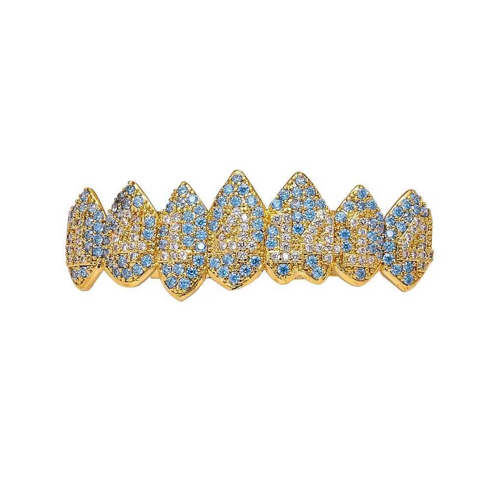 Hip Hop Bling Cubic Zircon Teeth Grillz Set For Unisex Top Bottom Mouth Gold Silver Color Removable Dental Fashion JewelryXJ250114