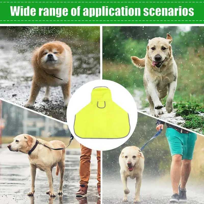 Dog Poncho Reflective Pet Clothes Rope Hole Strip Lightweight Rain Jacket Poncho Hoodies Adjustable Waterproof Dog Rain JacketXJ250121