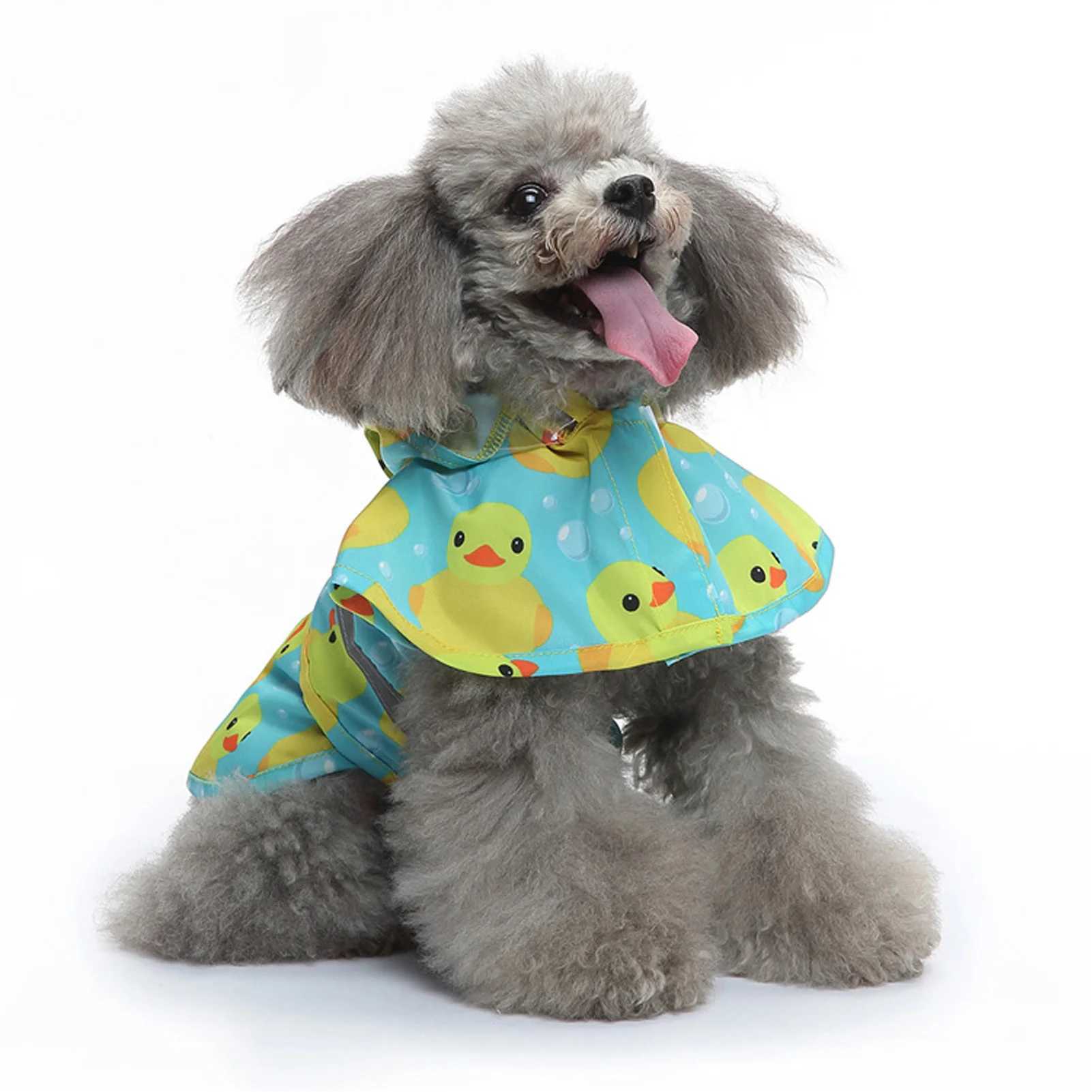 Pet Rain Jacket Duckling Pattern Waterproof Reflective Adjustable 4 Legs Hooded Dog Raincoat For Small And Medium DogsXJ250121