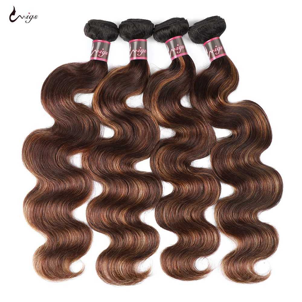 FB 30 Body Wave Bundles With Clo Highlight Brazilian Human Hair Extension Bundles With 4x4 Clo Ombre Brown Bundles HairXJ250120