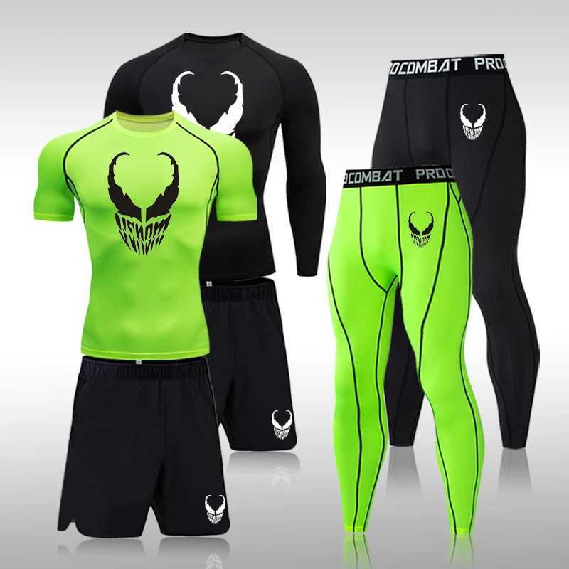 Mens MMA Compression Sets Tracksuit Quick Dry Sports Suits Jogging Running Set Rashgard Gym Clothing Men Fitness Workout Tights X250129