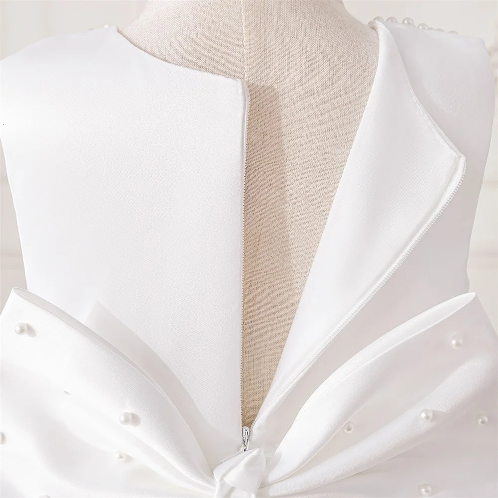 born White 1st Birthday Dress For Baby Girl Clothes Beading Princess Dress Girls Dresses Big Bow Baptism Party Gown 0-4 Year 250115