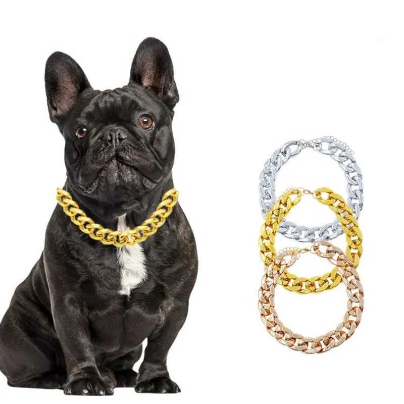 37cm Dog Gold Chain Acrylic Chain Buckle Teddy Pug Small and Medium Dog Collar Pet Necklace Jewelry X250129