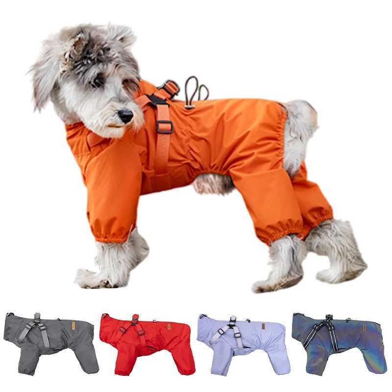 Dog Raincoat with Harness Waterproof Pet Jumpsuit for Small Medium Dogs Adjustable Reflective Puppy Rain Coat Chihuahua RainwearXJ250121