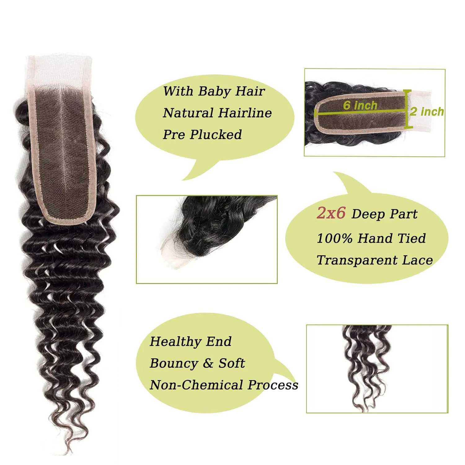 Alipretty 2x6 Deep Wave Bundles 100% Human Hair 2x6 HD Lace Clo Brazilian Hair Weave Bundles With Clo Natural Human HairXJ250120