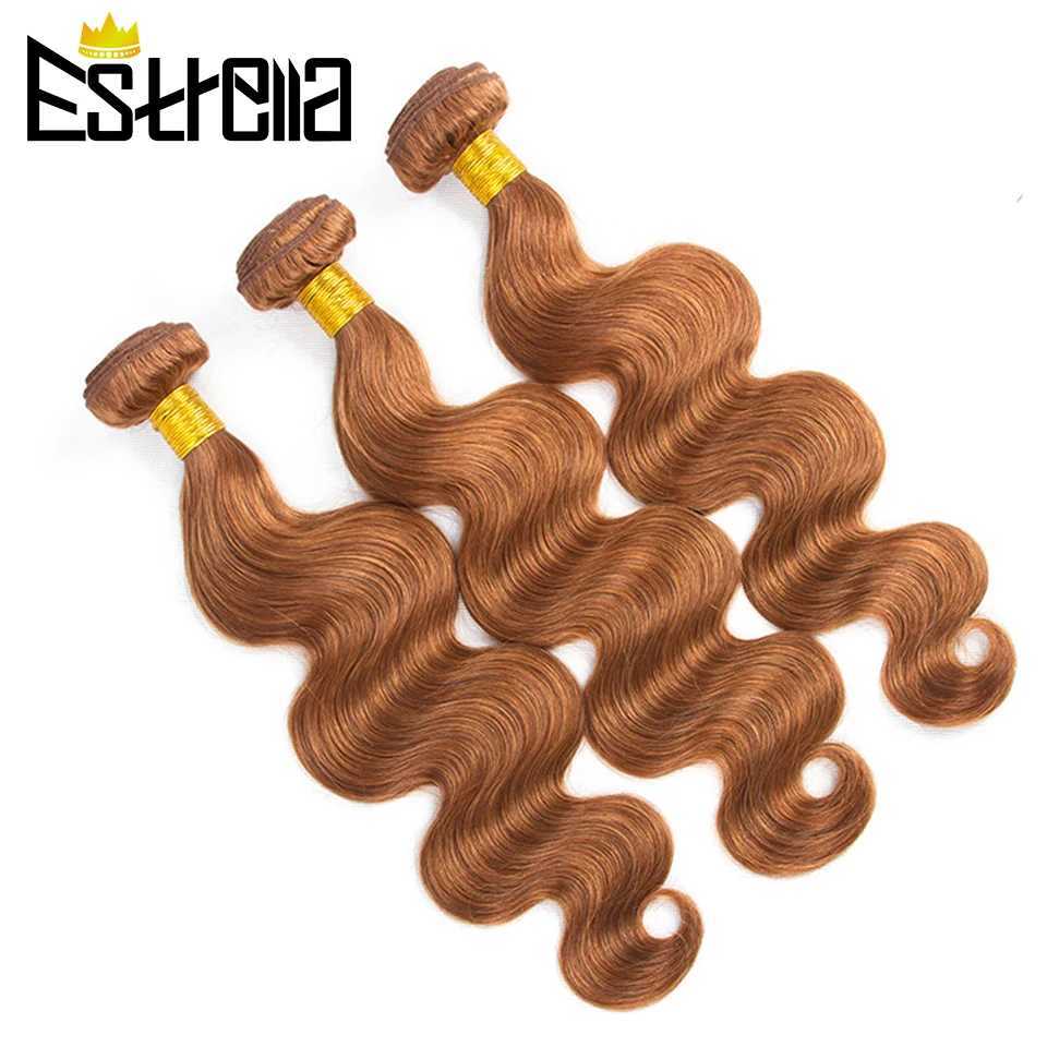 Gold Brown Body Wave Human Hair Bundles with Clo Brazilian Color 30 Remy Human Hair Bundles with 4x4 Lace Clo Free PartXJ250120
