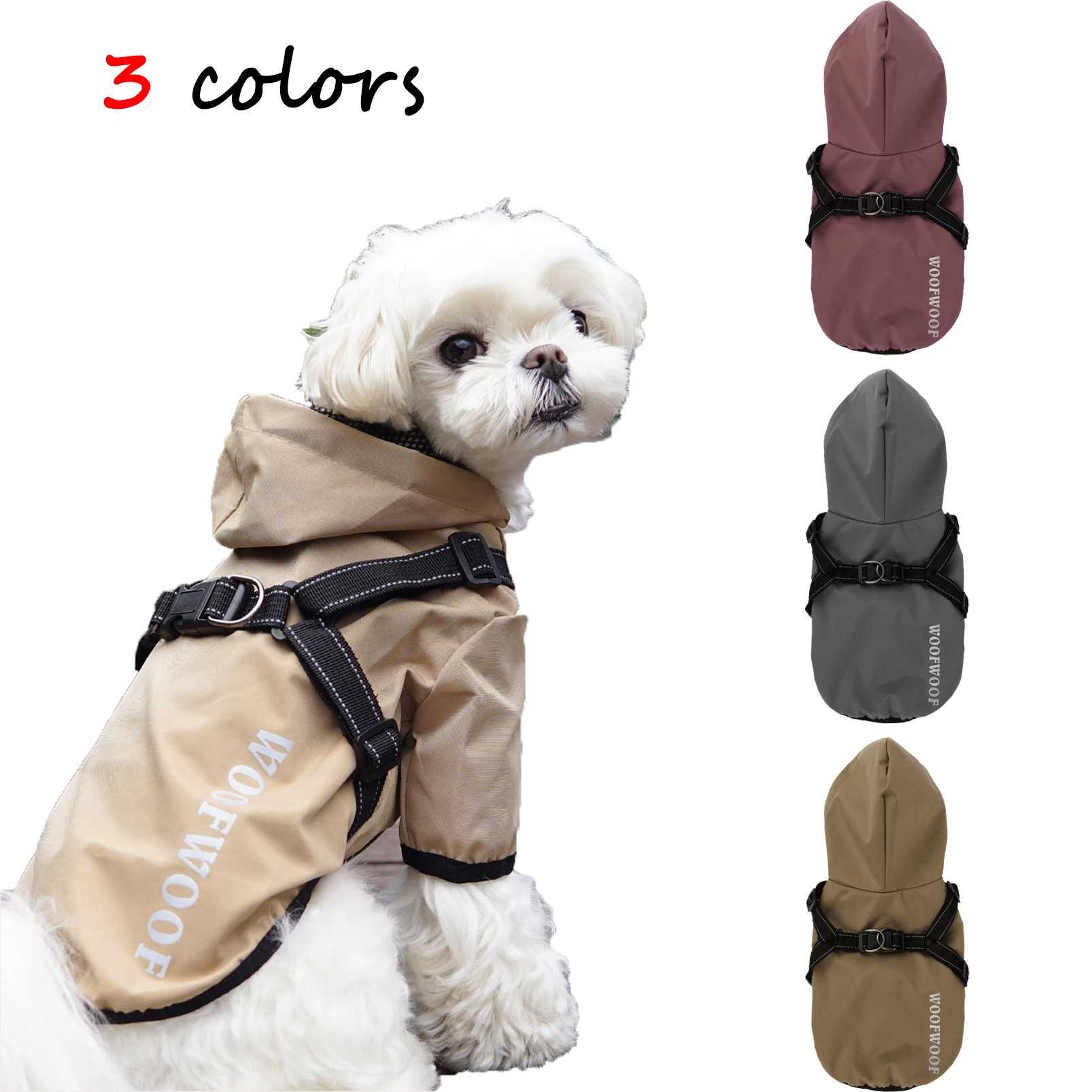 Reflective Four-Legged Monochrome Jacket for Pets Raincoat with Hood Puppy Clothes Small and Medium Dogs Cats OutwearXJ250121