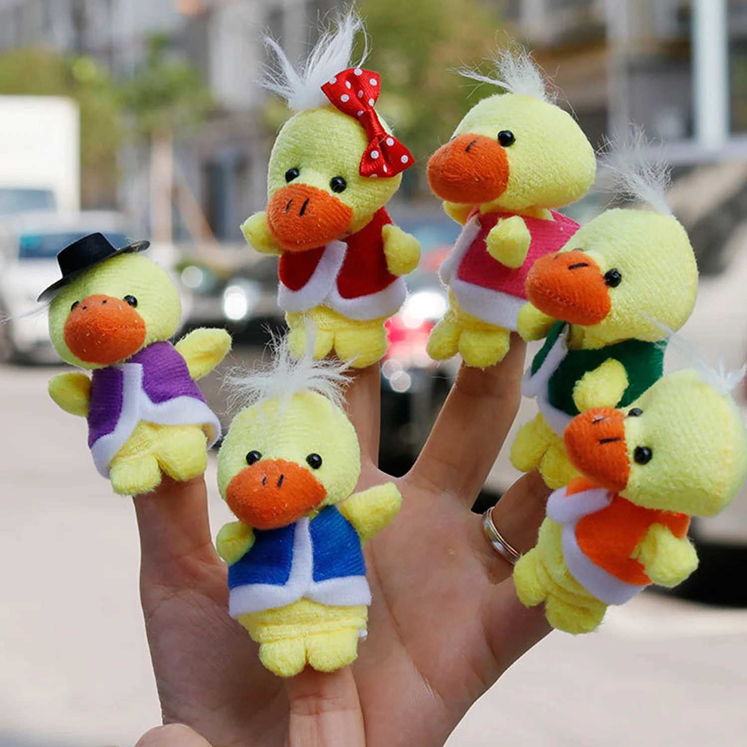 6PCS Animal Hand Puppet Duck Family Finger Puppet Plush Stuffed Toys for Kids Theater Story Telling Learning Baby Hand Doll Toys X250129