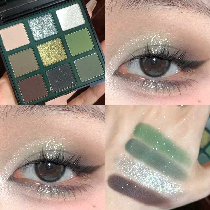 New Arrival 9 Colors Green Eyeshadow Palette Glitter Pearlescent Matte Eye Shadow Shimmer Makeup For Lasting Women Beauty Eye Cosmetics Z250121