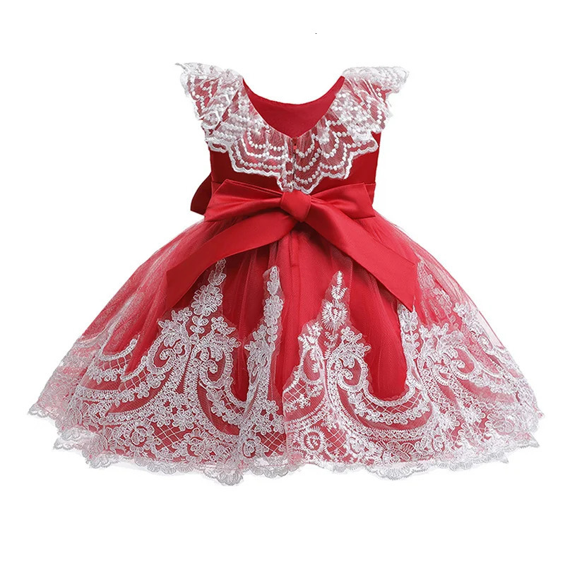 Baby Girls Lace Bow Baptism Dress born Princess Birthday Custume Sleeveless Tutu Toddler Christening Kids Dresses for 250117