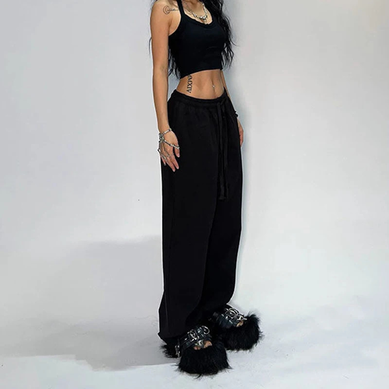 Retro Solid Sweatpants Women Y2K Loose Hip Hop Jazz Dance Sports Lady Long Pants All Match Autumn Spring Street Wide Leg Trouser 250108