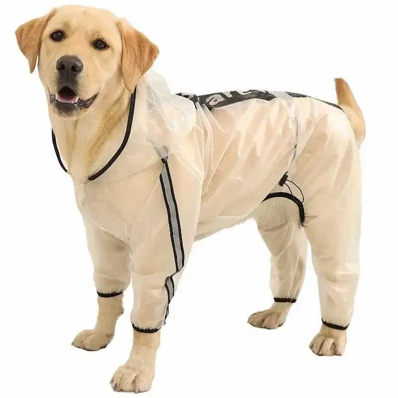 JBTP New Dog Raincoat Dog Hooded Slicker Poncho 4 Legs Dog Rain Jacket Reflective Stripe Transparent Water Resistant RaincoatXJ250121