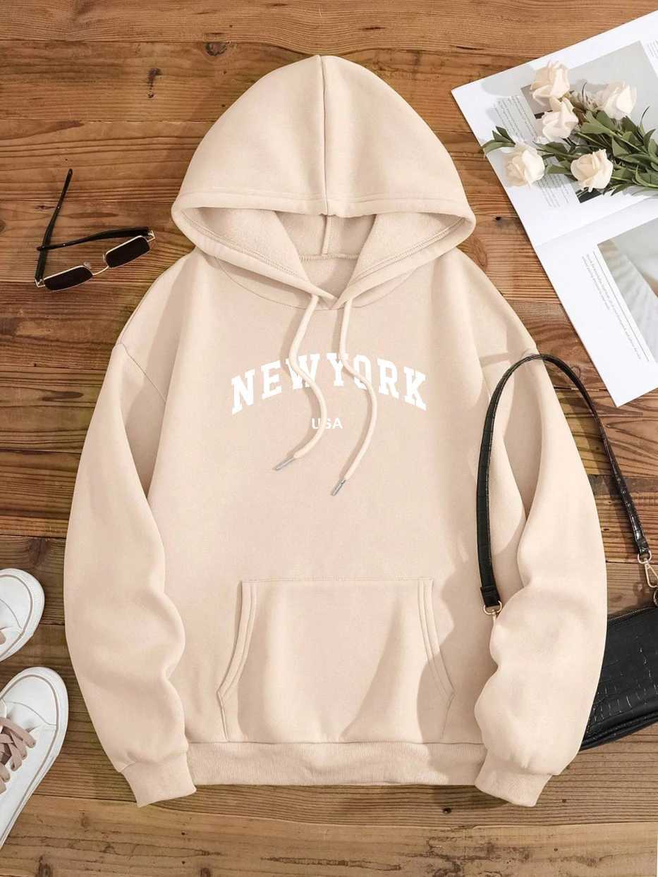 New York Usa City Letter Graphic Sweatshirt Men Women Loose Fleece Hoodie Pullover Hoodies Crewneck Pocket Clothes Couple NewXJ2500118