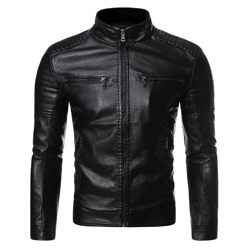 Autumn Men Leather Coat Zipper Korean Fashion Leather Sheepskin Men Leather Jacket Trend Casual Fit Slim Baseball Clothes 250120